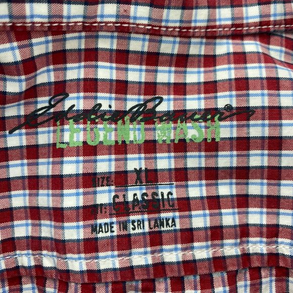 Eddie Bauer Legend Mash Shirt Men XL Red White Checkered Button Down w/ DEFECTS - Picture 5 of 12